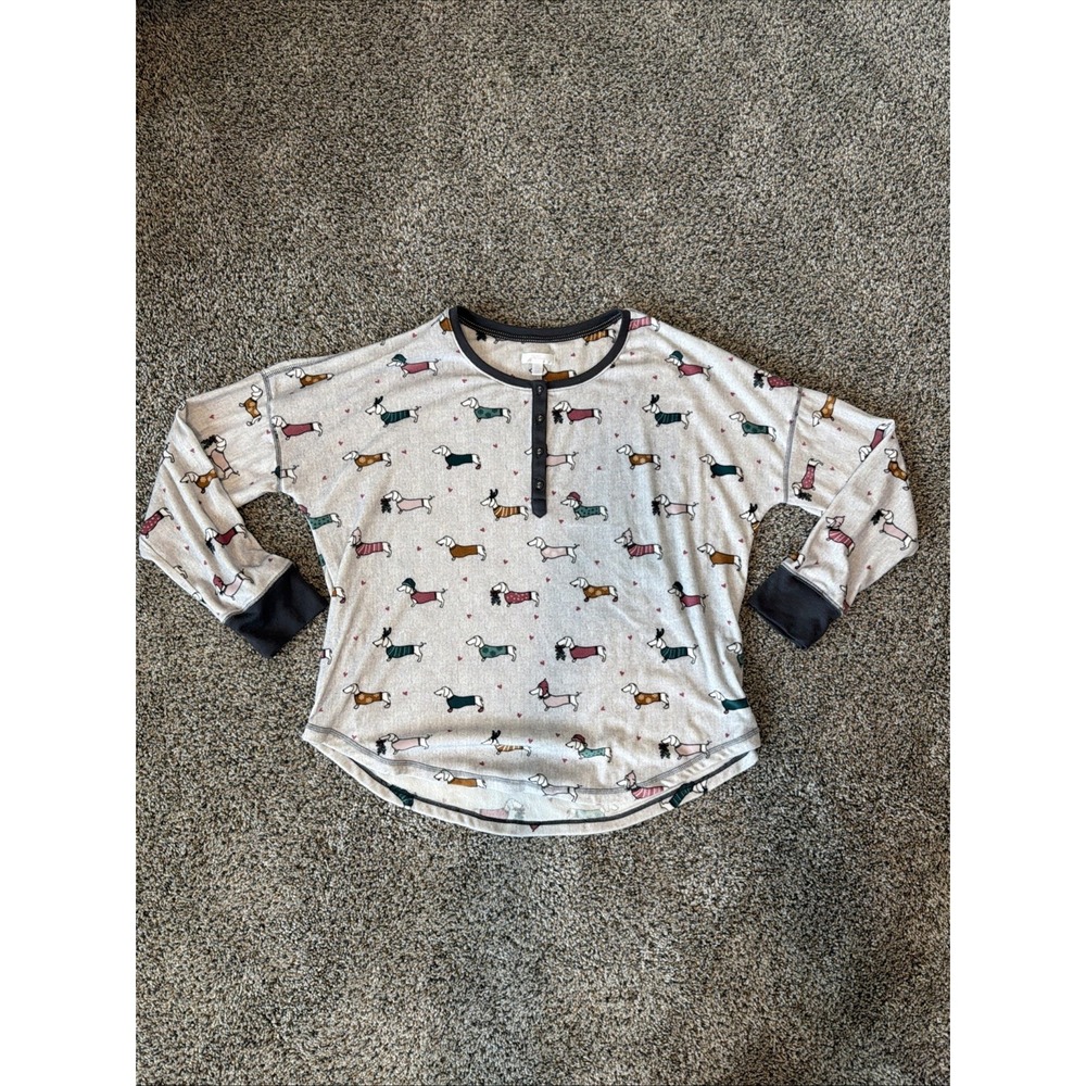Secret Treasures Dachshund Winter Wiener Dog Long Sleeve Sleep Top Size L